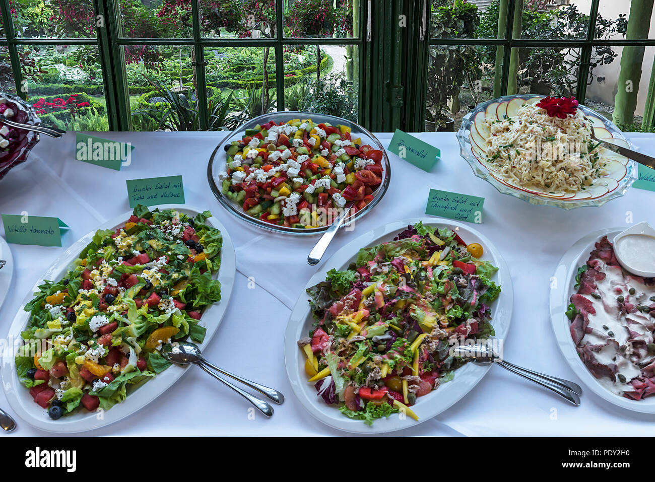Cold buffet, various prepared salads, Germany Stock Photo Alamy