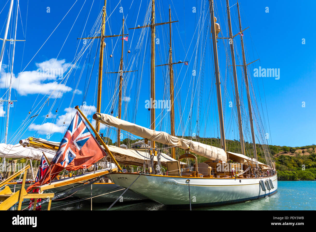 Foreyard Wooden Mast and Riggings In Nelson's Dockyard on Antigua Stock Photo ...