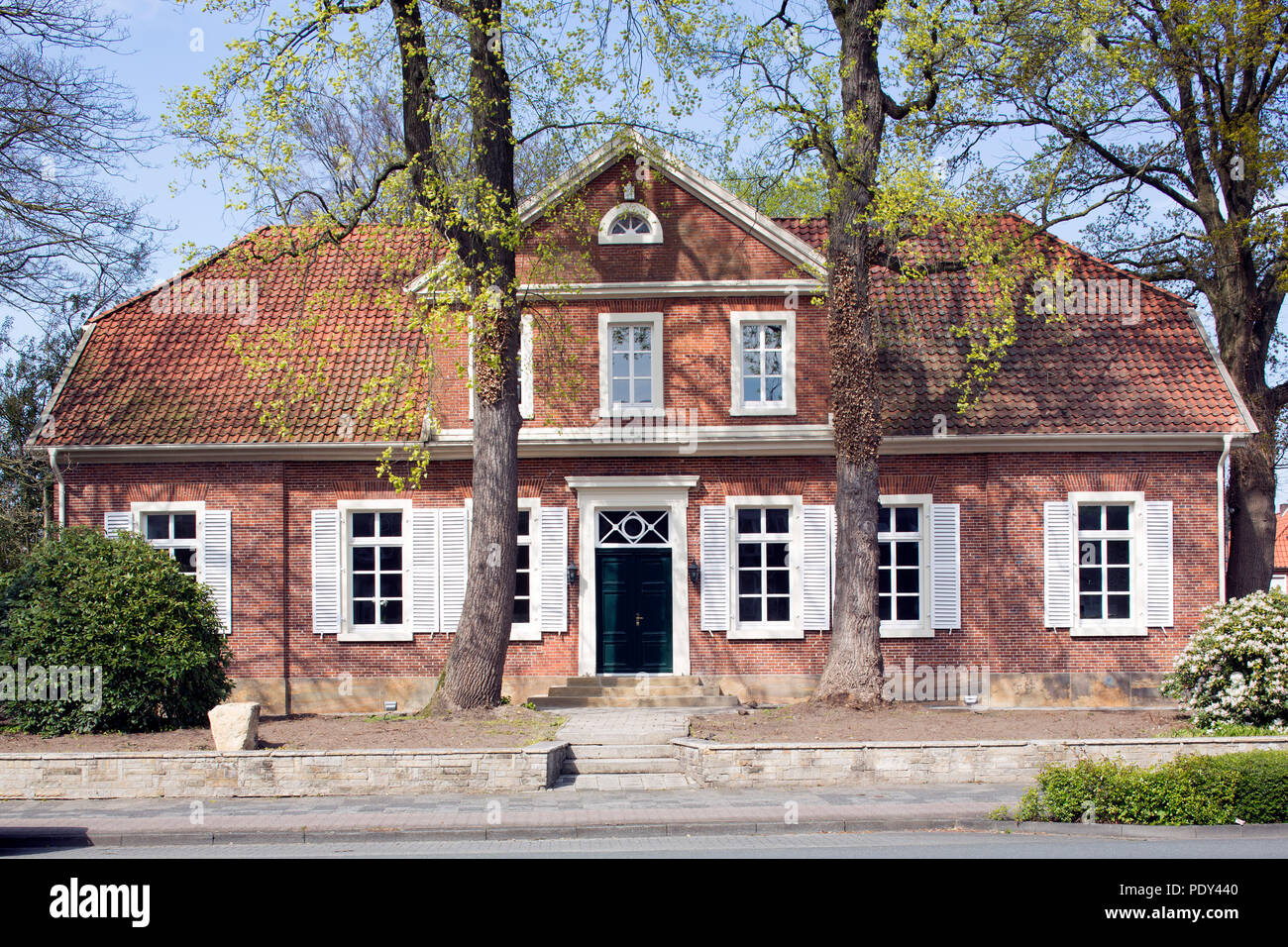 Historic town house, classicism, Georgstraße, Lingen, Emsland, Lower Saxony, Germany Stock Photo