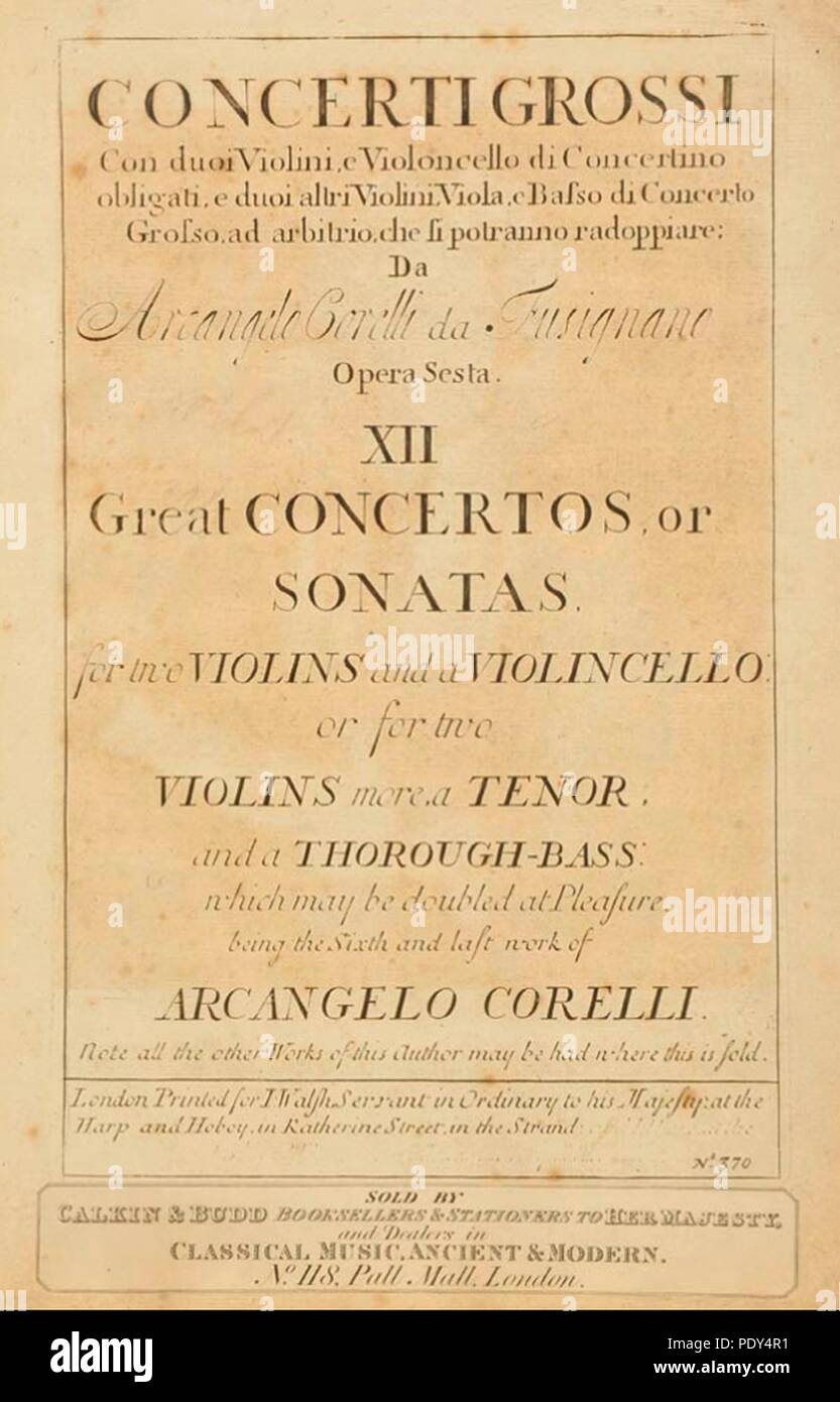 Arcangelo Corelli - concerti grossi. Stock Photo