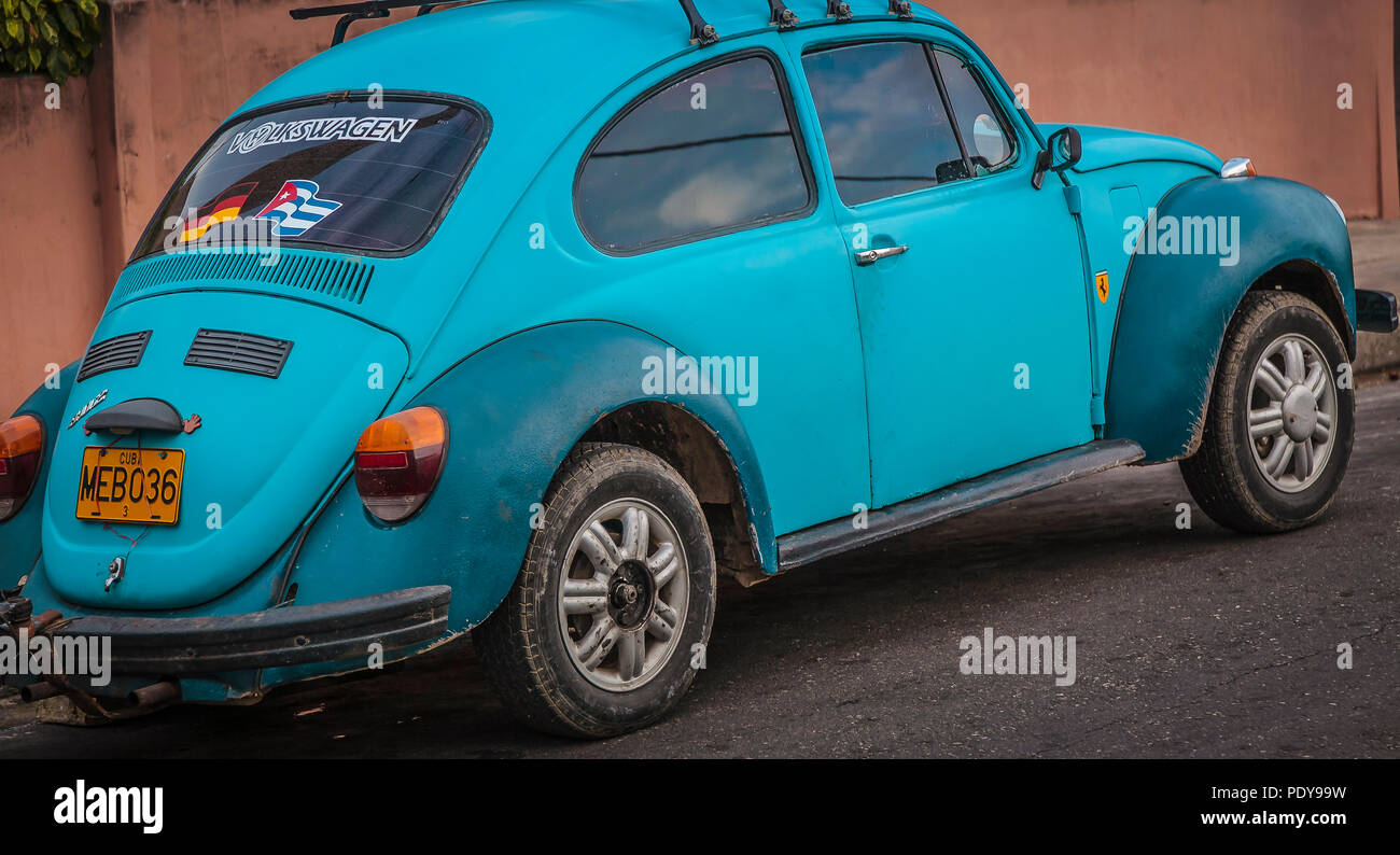 Blue Volkswagen Beetle Stock Photo