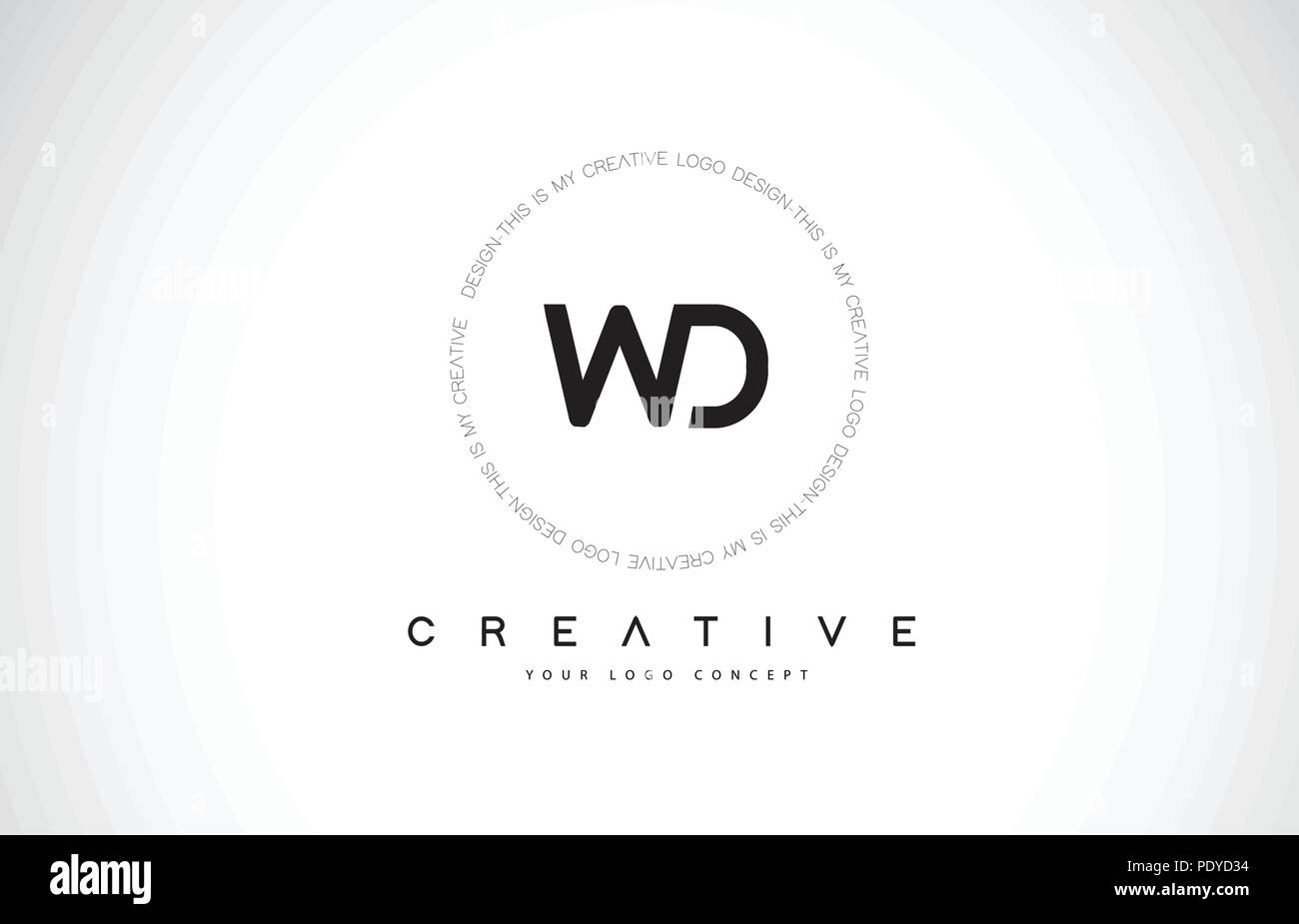 Wd W D Logo Design With Black And White Creative Icon Text Letter Vector Stock Vector Image Art Alamy