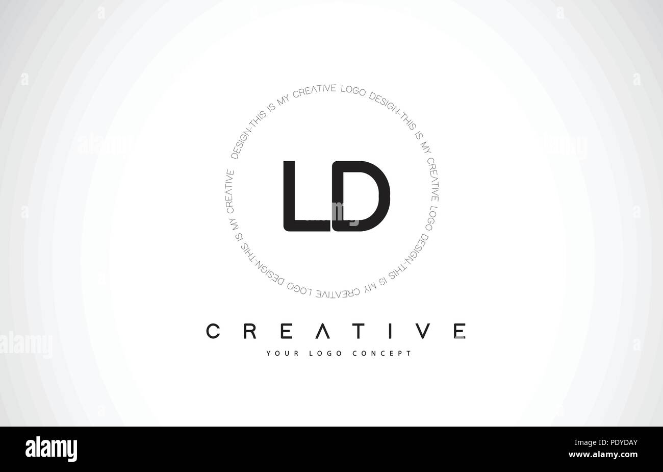 LD L D Logo Design with Black and White Creative Icon Text Letter Vector. Stock Vector