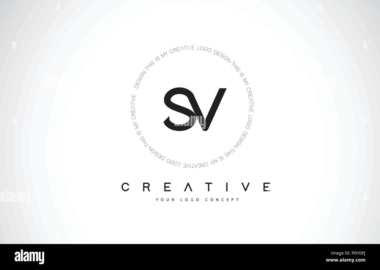 SV S V Logo Design with Black and White Creative Icon Text Letter ...