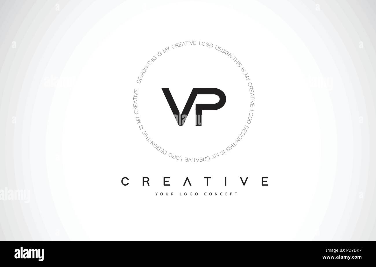 VP V P Logo Design with Black and White Creative Icon Text Letter Vector. Stock Vector