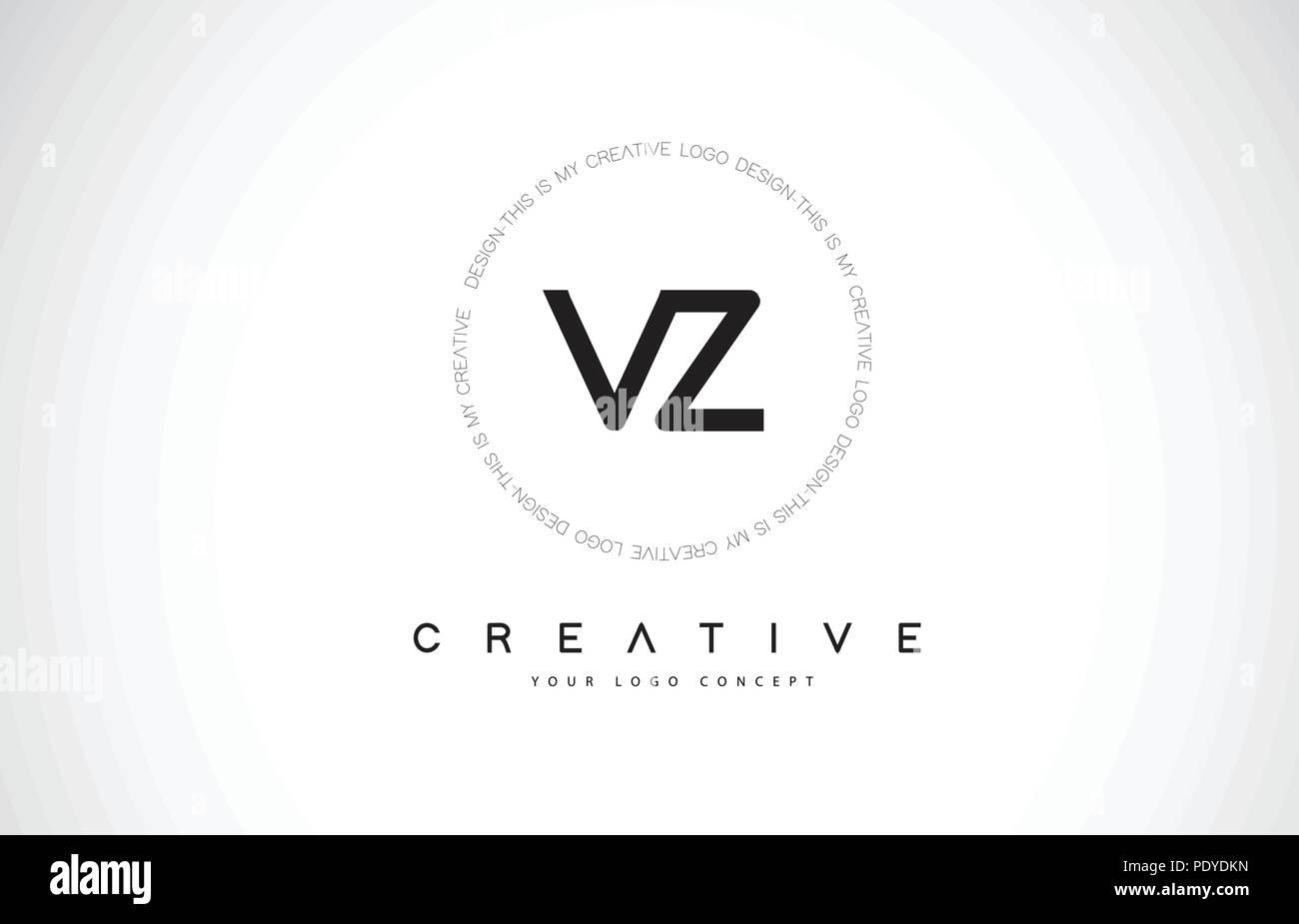 VZ V Z Logo Design with Black and White Creative Icon Text Letter Vector. Stock Vector