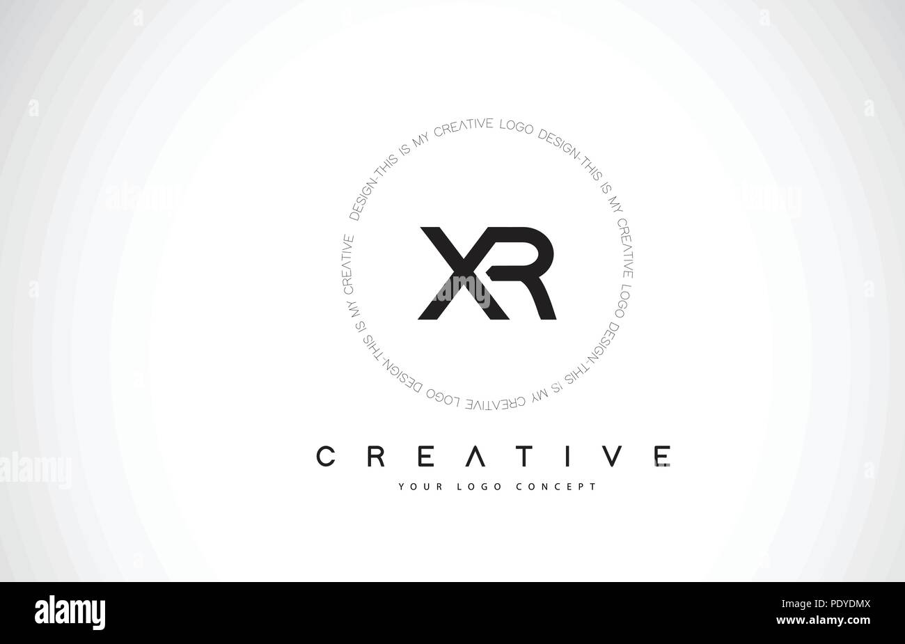 XR X R Logo Design with Black and White Creative Icon Text Letter Vector. Stock Vector