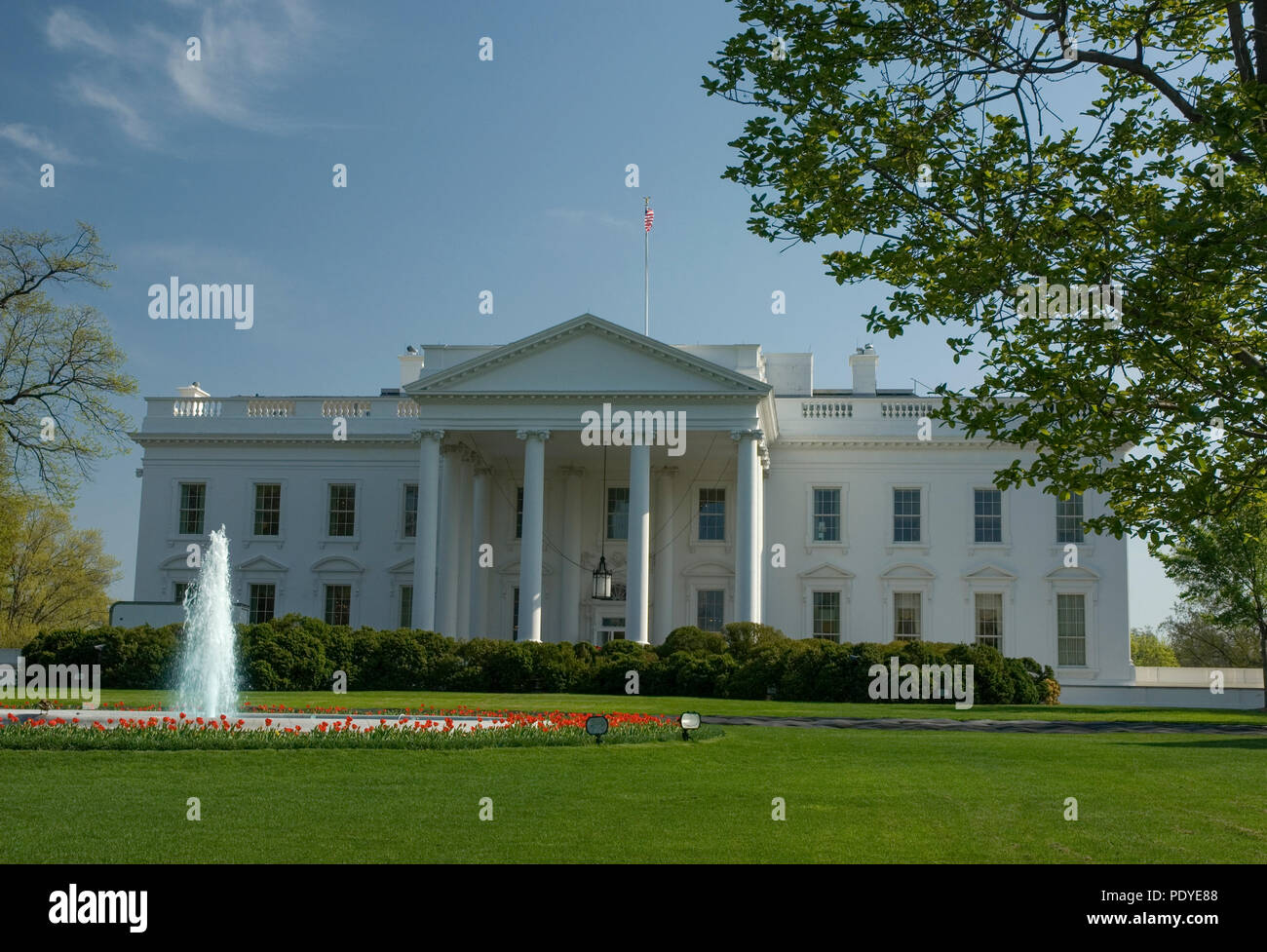 The White House, US Presidential Home and Office, Landmark, Washington D.C. Stock Photo