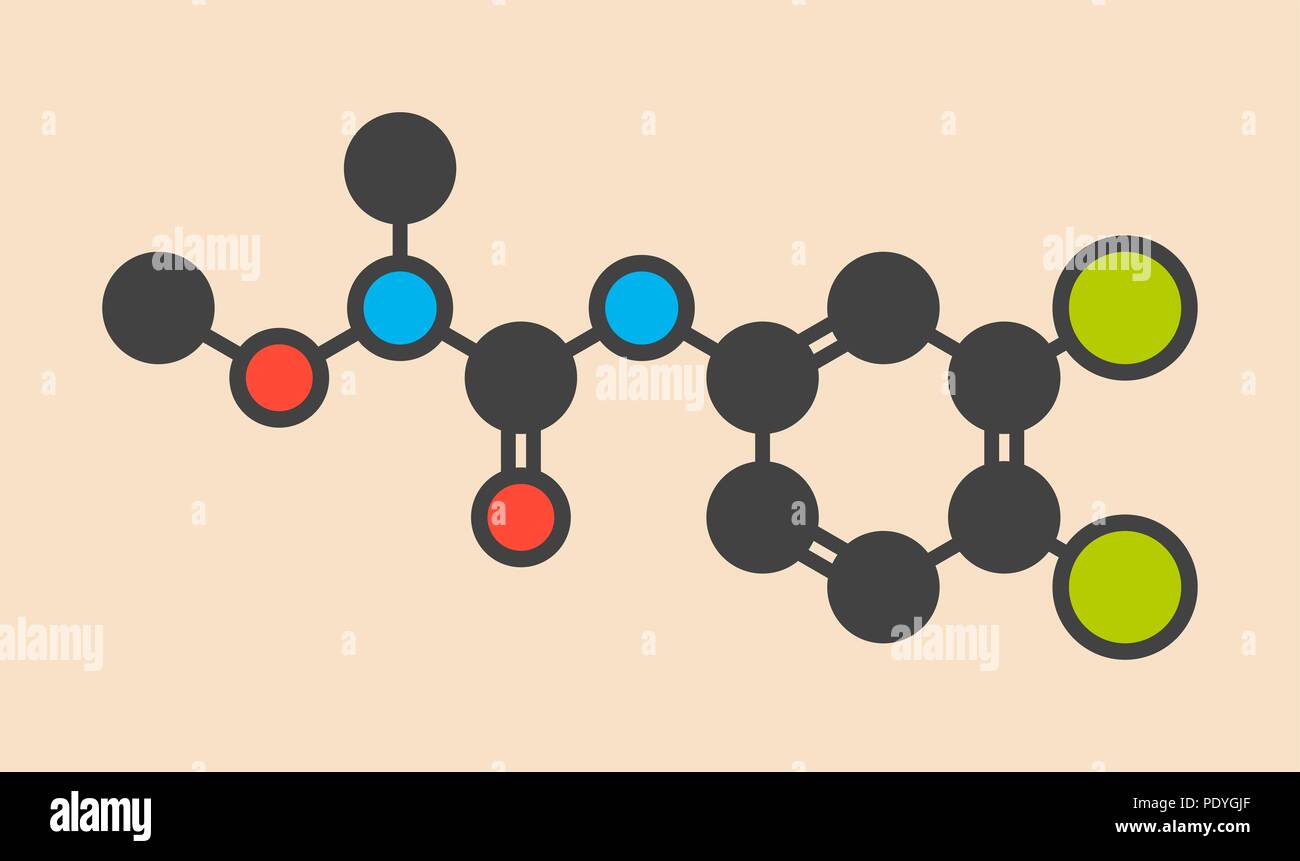 Linuron herbicide molecule. Stylized skeletal formula (chemical ...