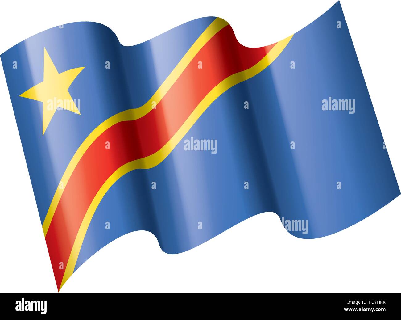Democratic Republic of the Congo flag, vector illustration on a white background Stock Vector