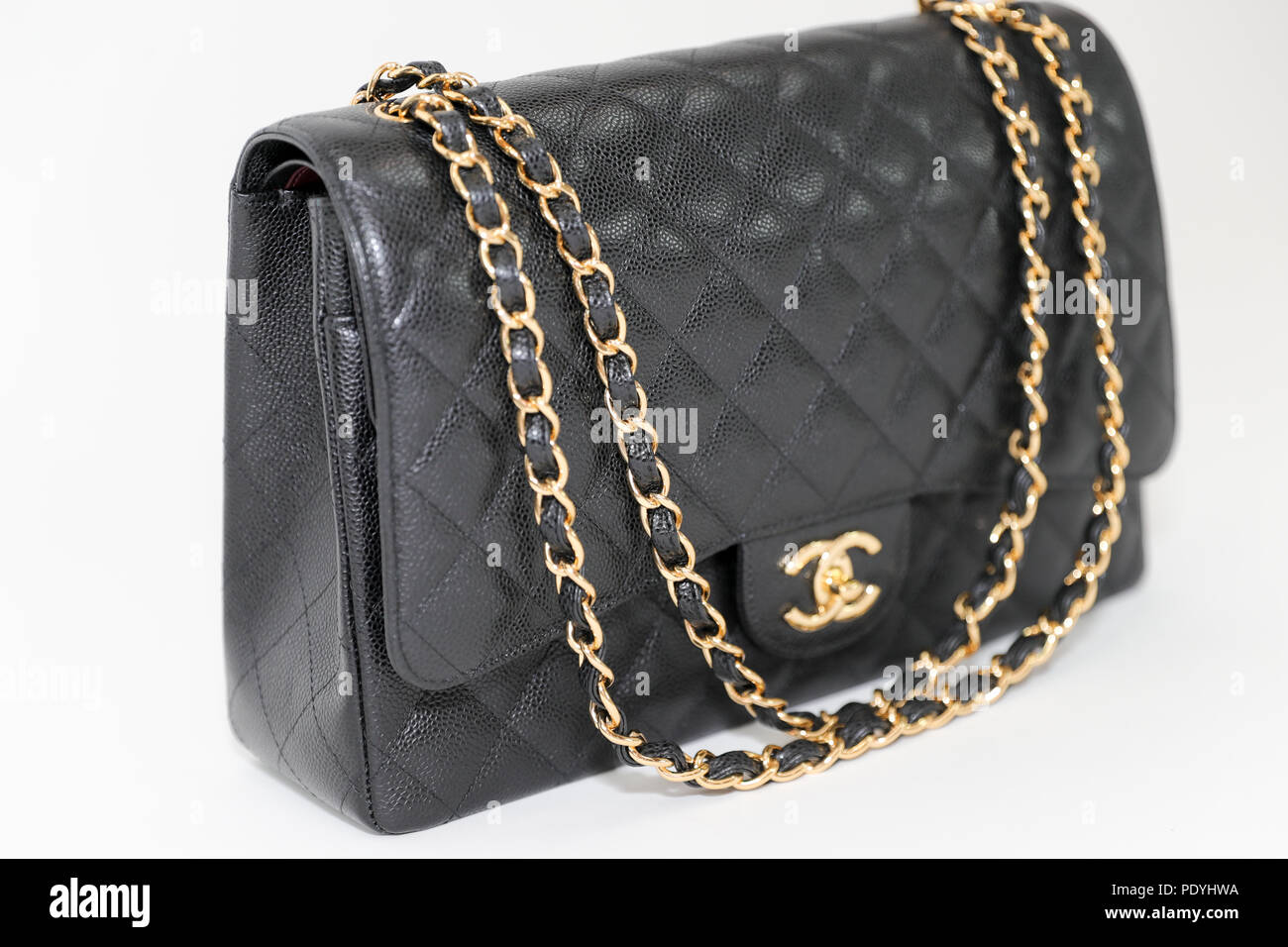 Bonhams : CHANEL BLACK AND WHITE FLORAL PRINT QUILTED CLASSIC FLAP