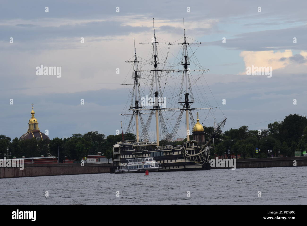 Converted Ship in St. Petersburg, Russia Stock Photo
