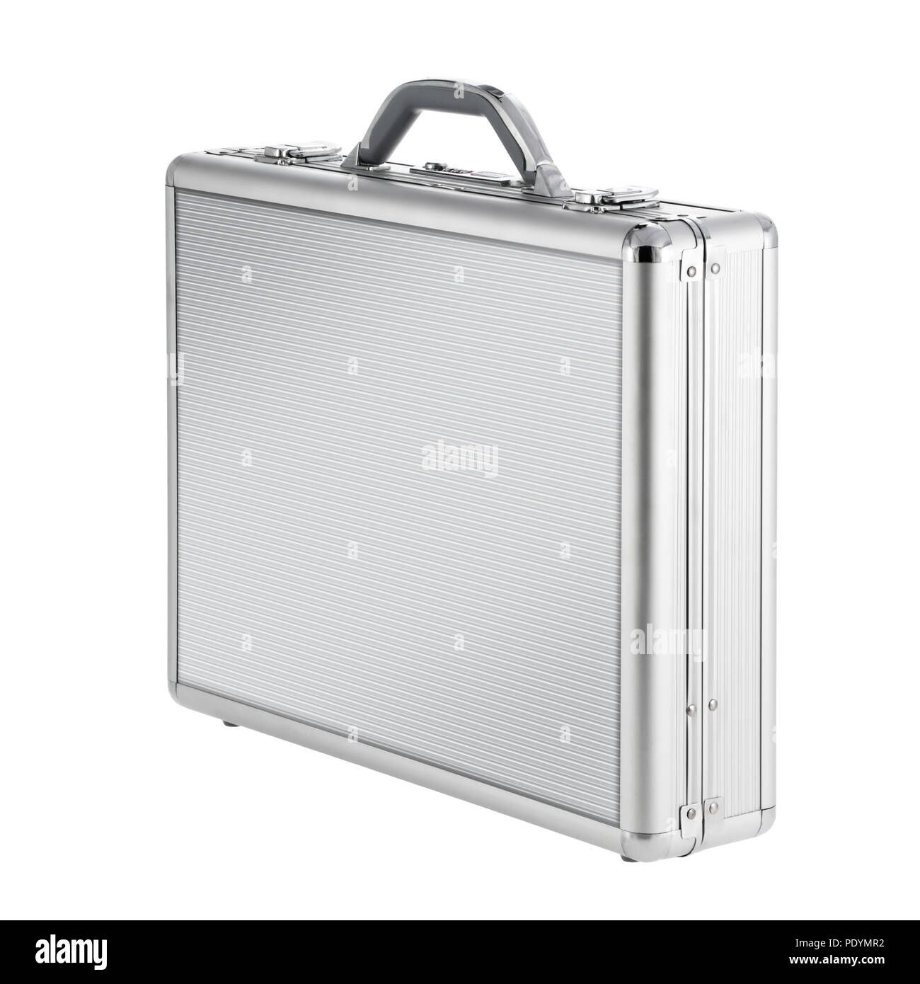 Metal Briefcase Isolated on a White Background Stock Photo