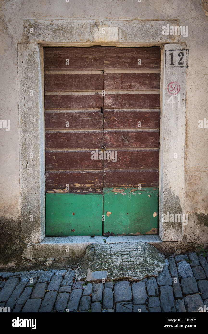 A detail of a door on a street in the town of Motovun, Istria County, Croatia Stock Photo