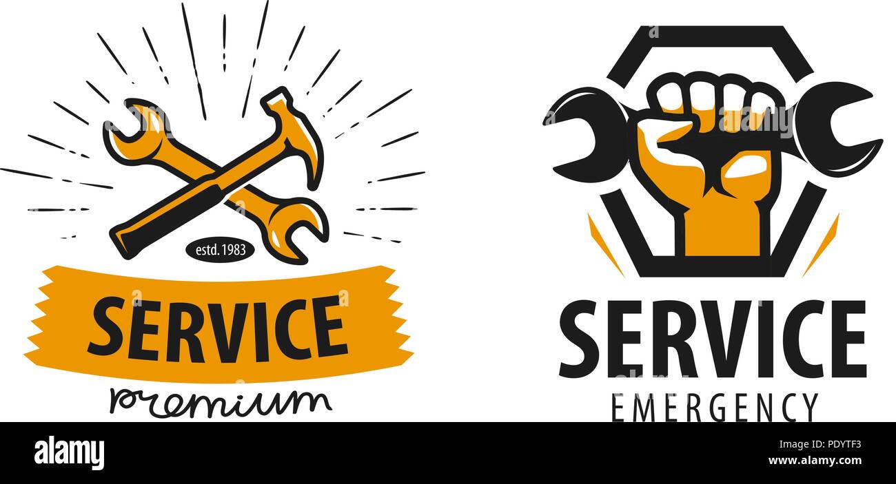 Service logo or label. Repair, workshop icon. Vector illustration Stock Vector