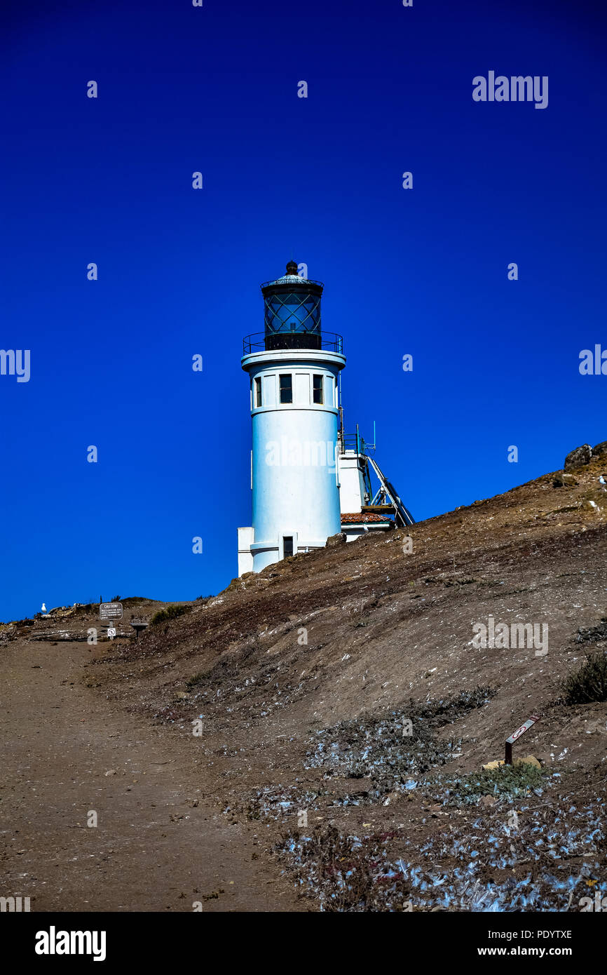 The lighthouse on Anacapa Island in the Channel Islands National Park off the coast of Ventura, California Stock Photo