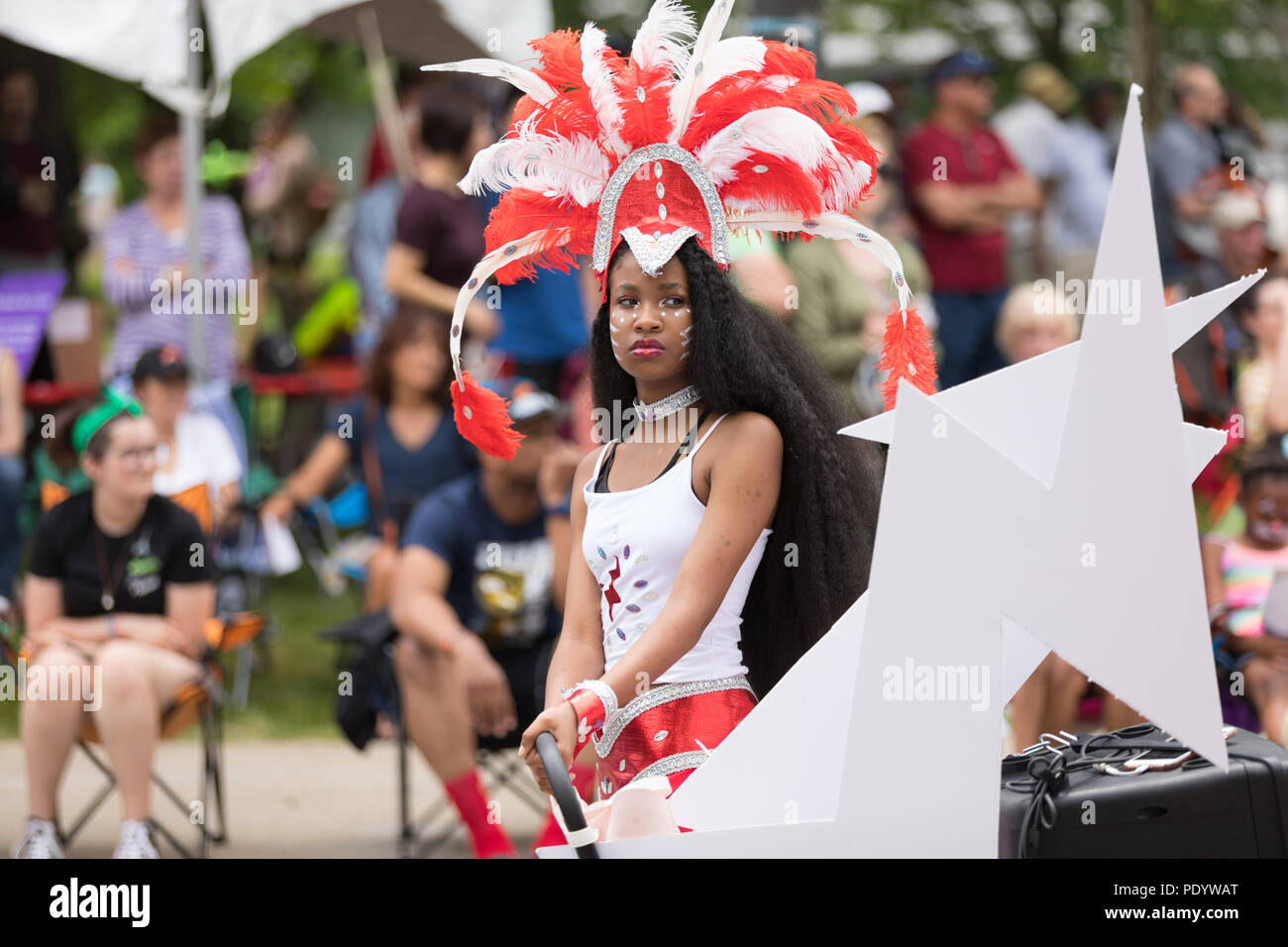 Cleveland, Ohio, USA June 9, 2018 African american woman wearing a