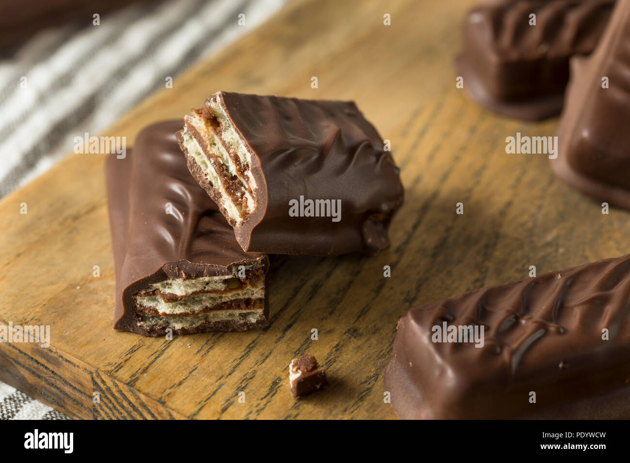 Sweet Homemade Milk Chocolate Candy Bars with Caramel Stock Photo