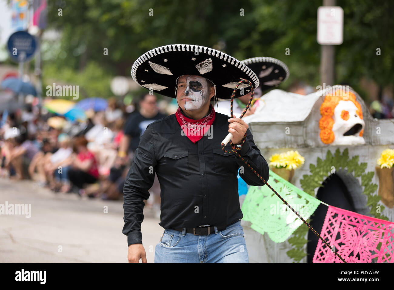 Cleveland, Ohio, USA June 9, 2018 latino Man dress up as a mariachi