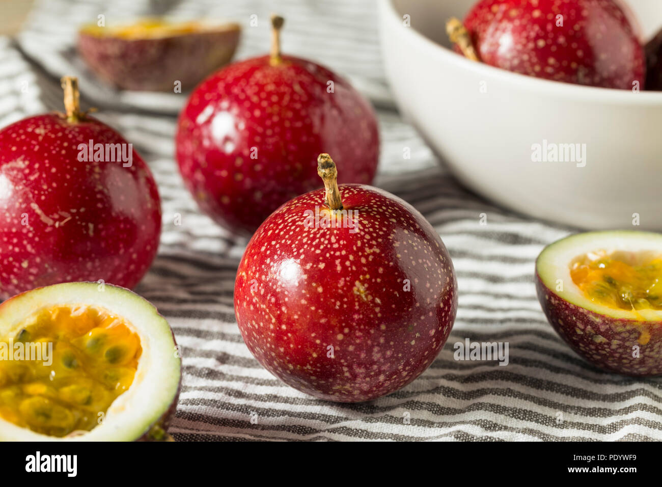 Red Organic Raw Passion Fruit Ready to Eat Stock Photo Alamy