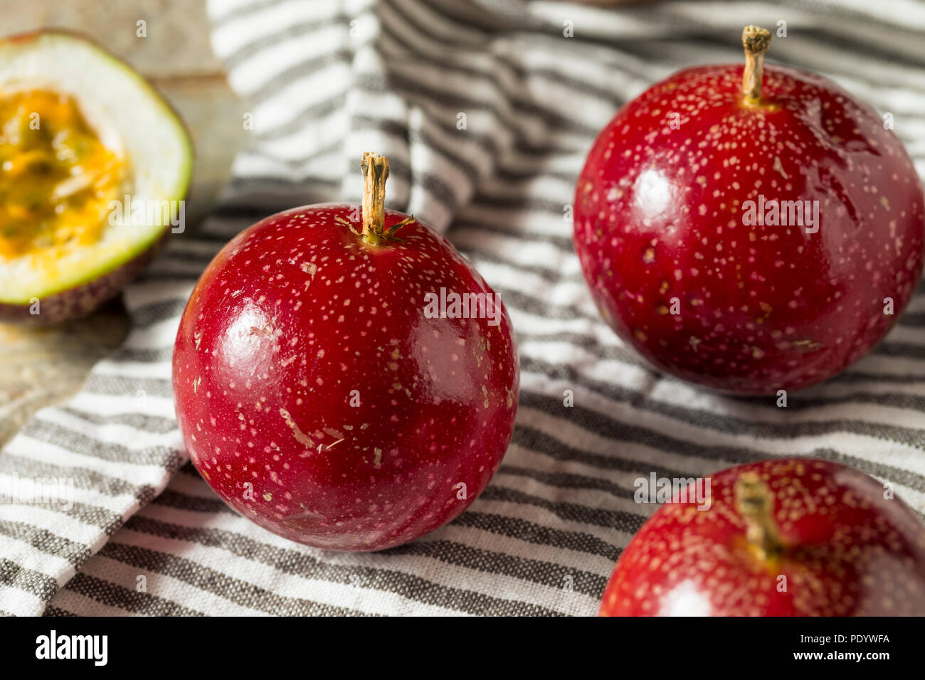 Red Organic Raw Passion Fruit Ready to Eat Stock Photo Alamy