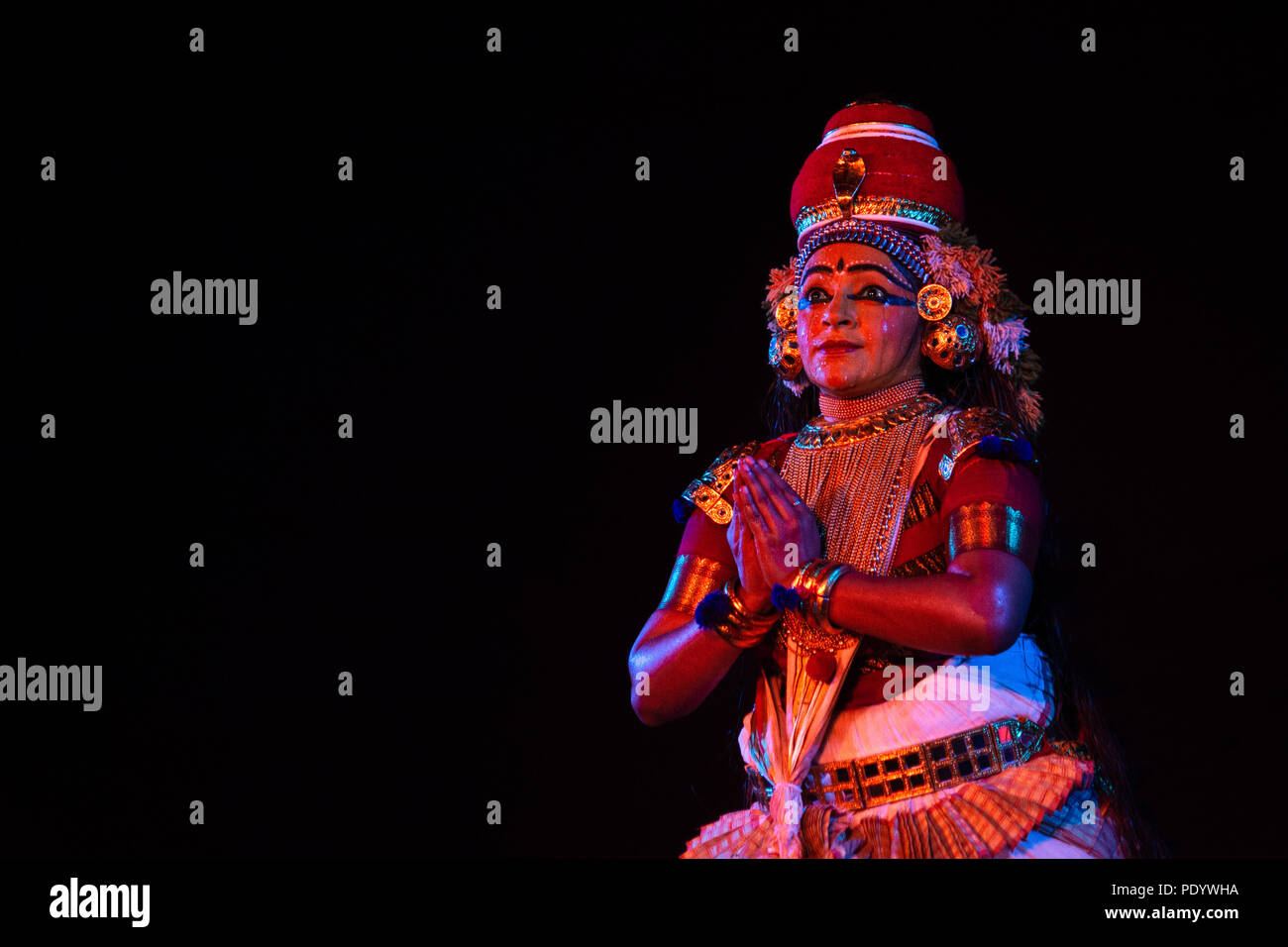 Govardhanodharanam Nangiarkoothu performed by an artist Stock Photo