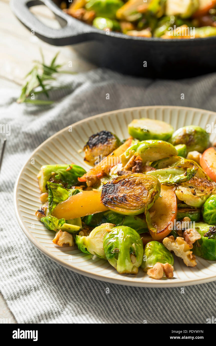 Homemade Brussel Sprout and Apple Salad for the Fall Stock Photo