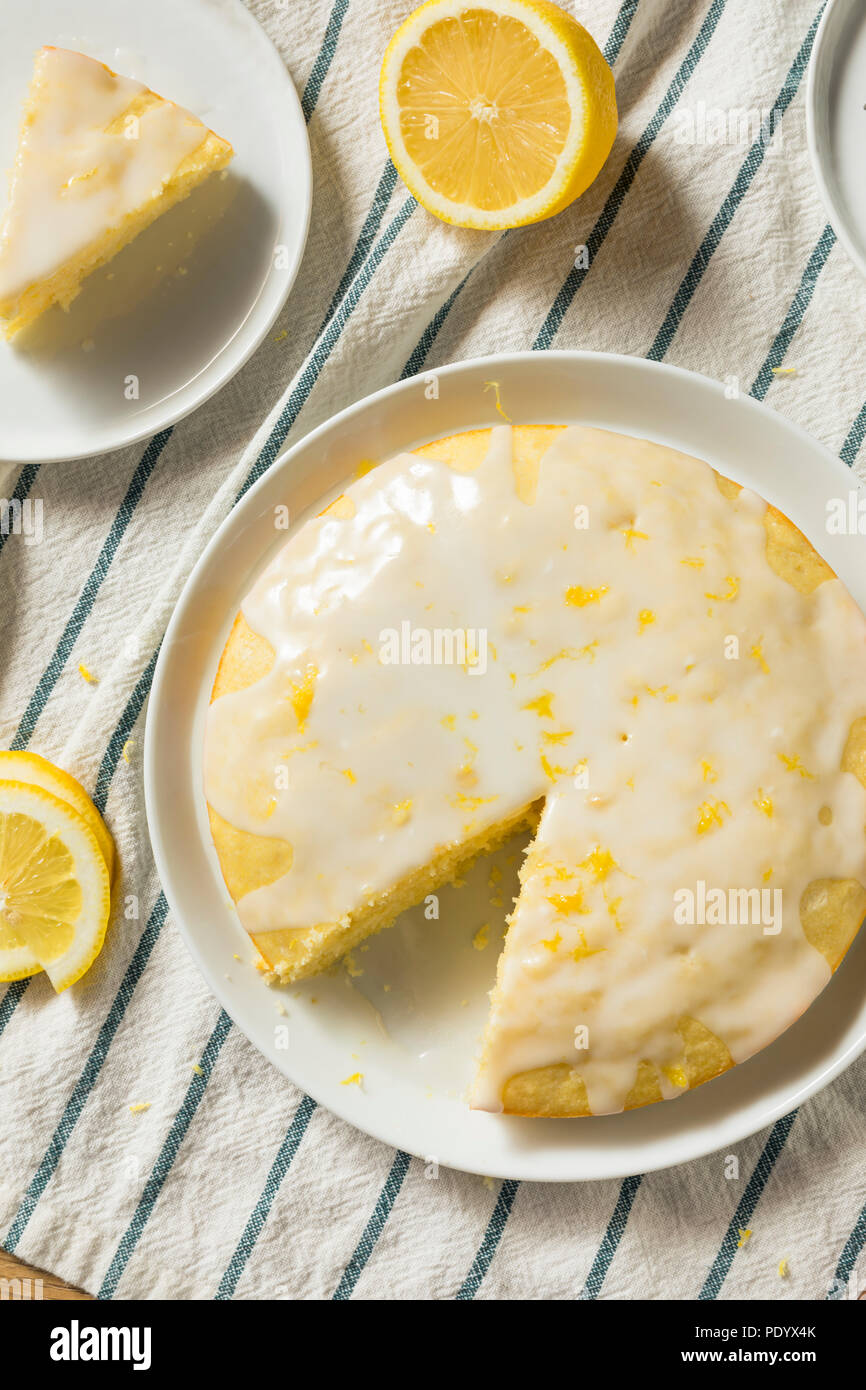 Sweet Homemade Yellow Lemon Lemoncello Cake with Frosting Stock Photo ...