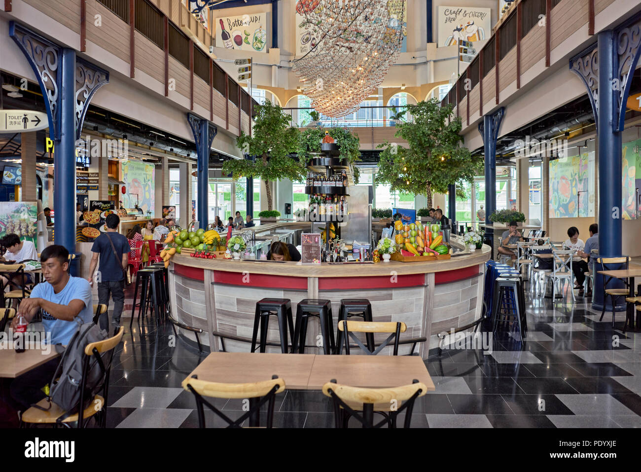 Restaurant and food hall at the modern Central Marina shopping mall, Pattaya, Thailand, Southeast Asia Stock Photo