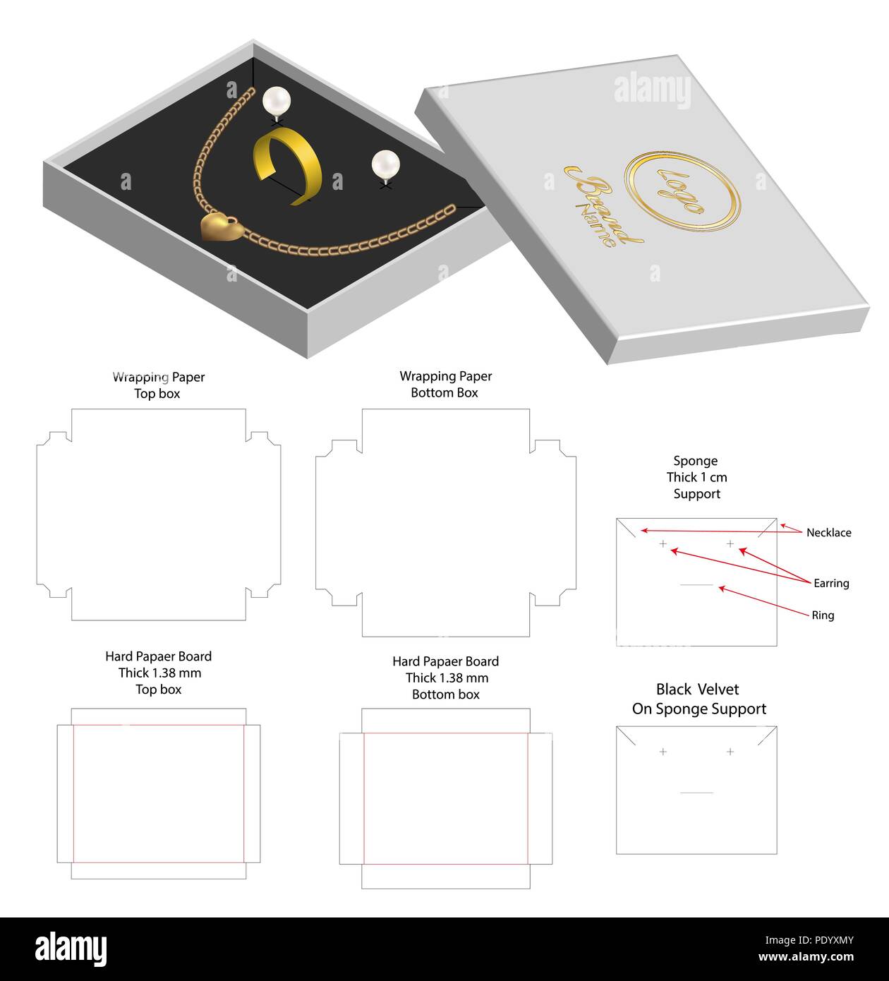 Download Rigid Box For Necklace Ring Earring Product Mockup Stock Vector Image Art Alamy