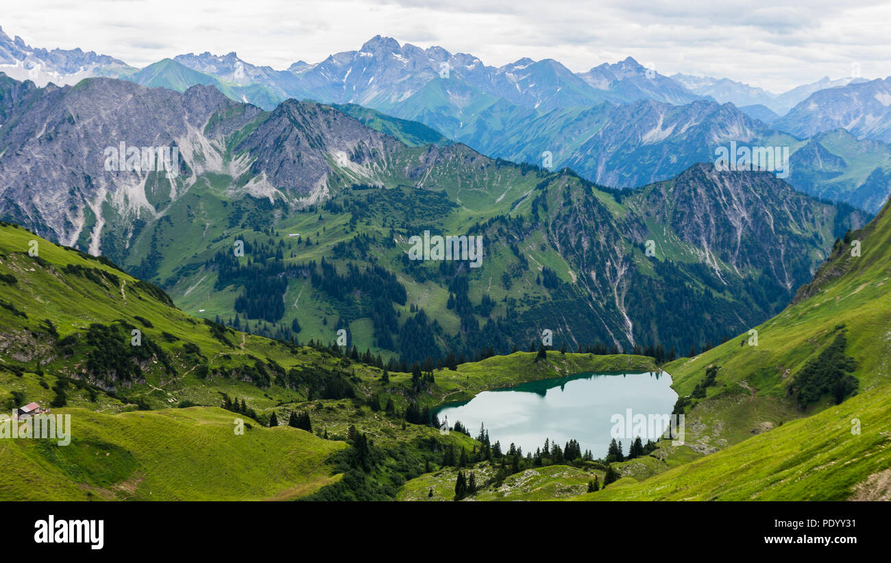 The scenery on the trekking trail in Allgäu region, Germany Stock Photo ...