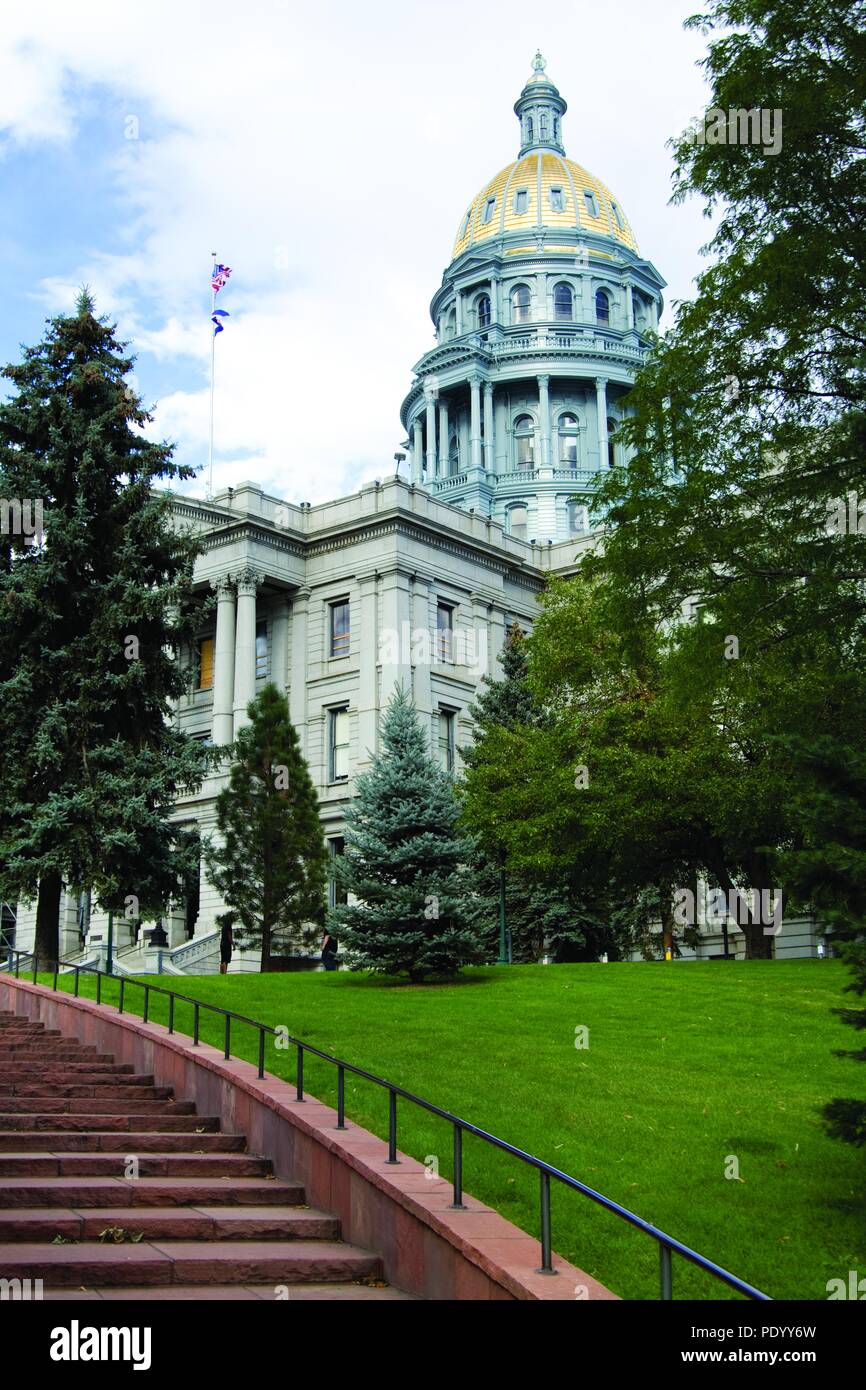 The Colorado State Capitol Building viewed from the west.  Exclusive rights managed stock photo, also available for corporate art photography. Stock Photo