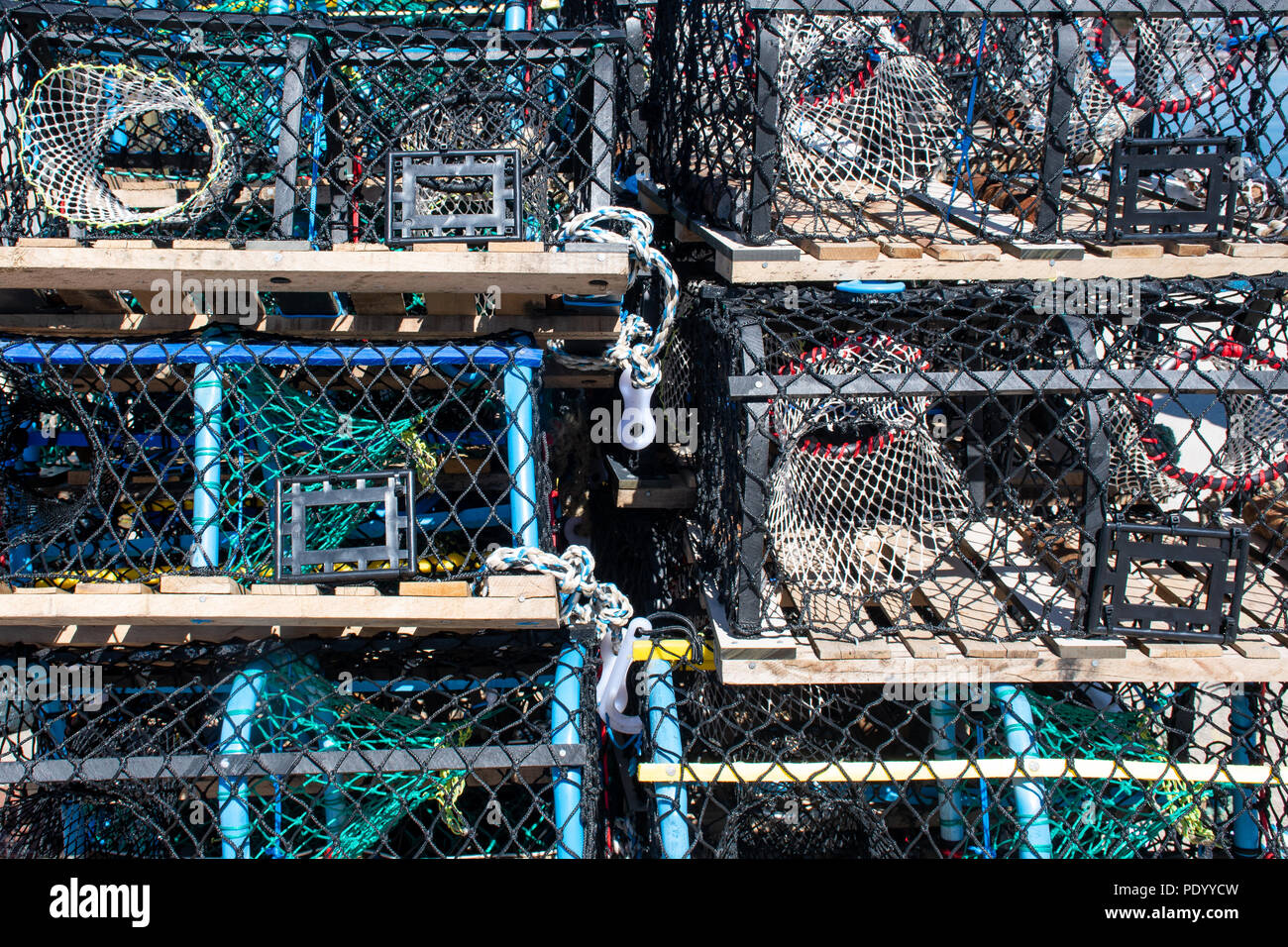 Crab and Lobster Traps in a stack Stock Photo