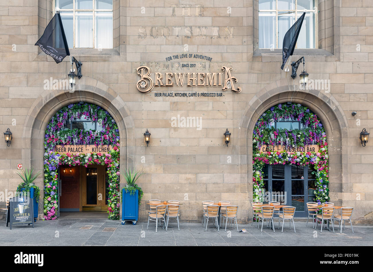Facade of restaurant Edinburgh directly opposite Waverley train station Stock Photo