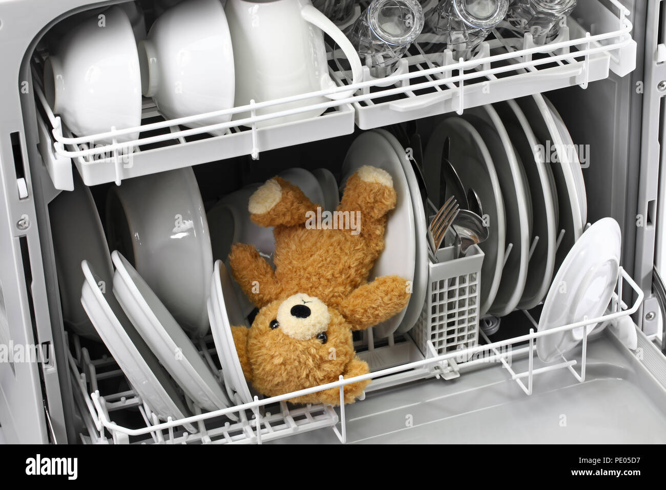 teddy bear should never put in the dishwasher Stock Photo