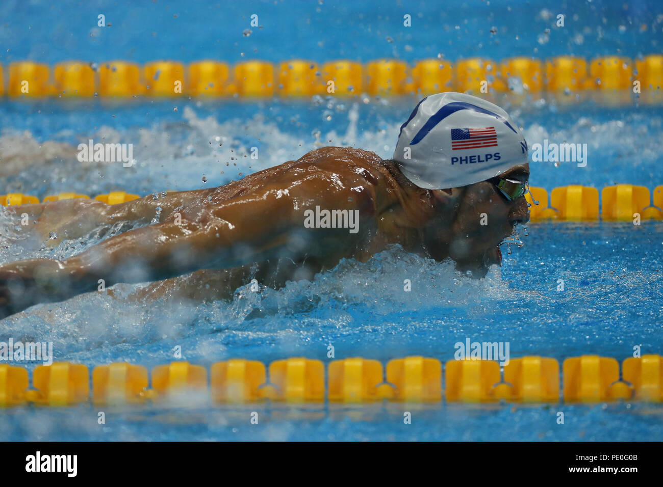 Olympic champion Michael Phelps of United States swimming the Men's