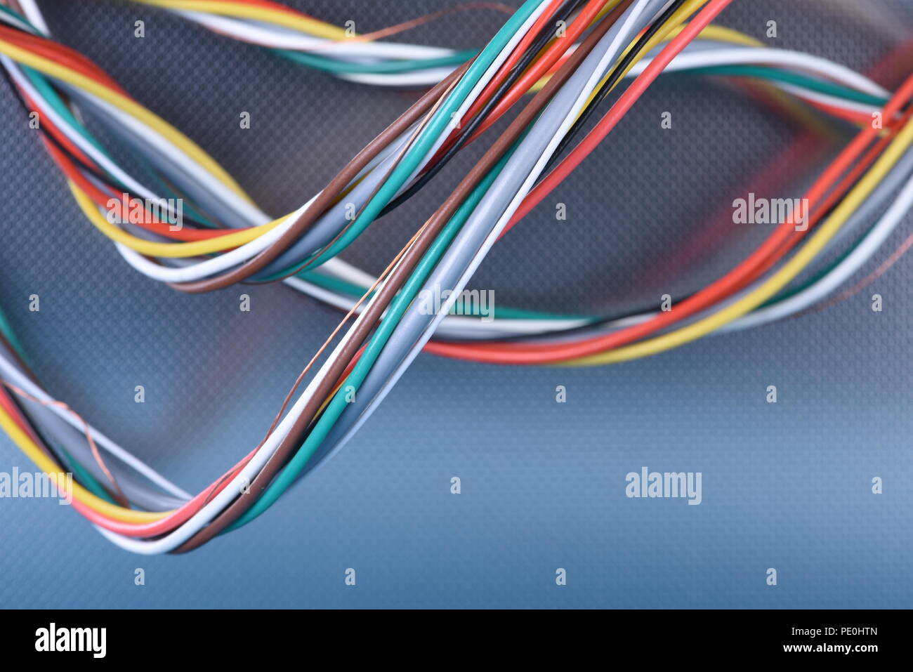 Futuristic flow of data, electric cable on metal background Stock Photo ...