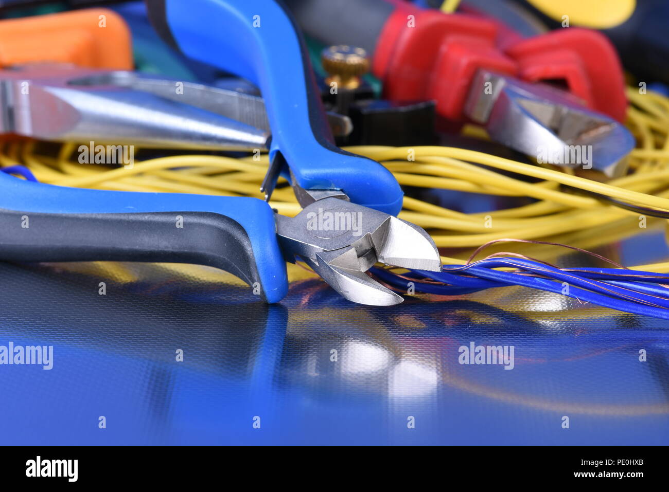 Tools for use in electrical installations Stock Photo Alamy