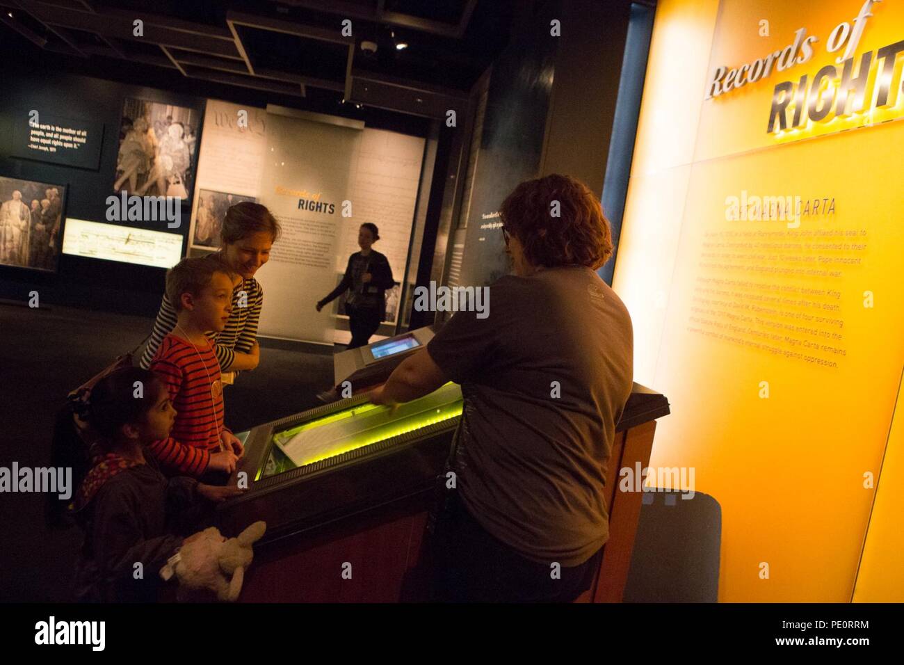 During a space-themed sleepover at the National Archives in Washington, DC, on February 24-25, 2018, intrepid explorers learn about the mysteries of space travel with former space shuttle astronaut Charles Bolden; dive into our nation’s treasured records, including historic NASA files; explore the National Archives Museum with a scavenger hunt; sleep in the Rotunda next to the Charters of Freedom; and wake to a pancake breakfast served by the Archivist of the United States. Stock Photo