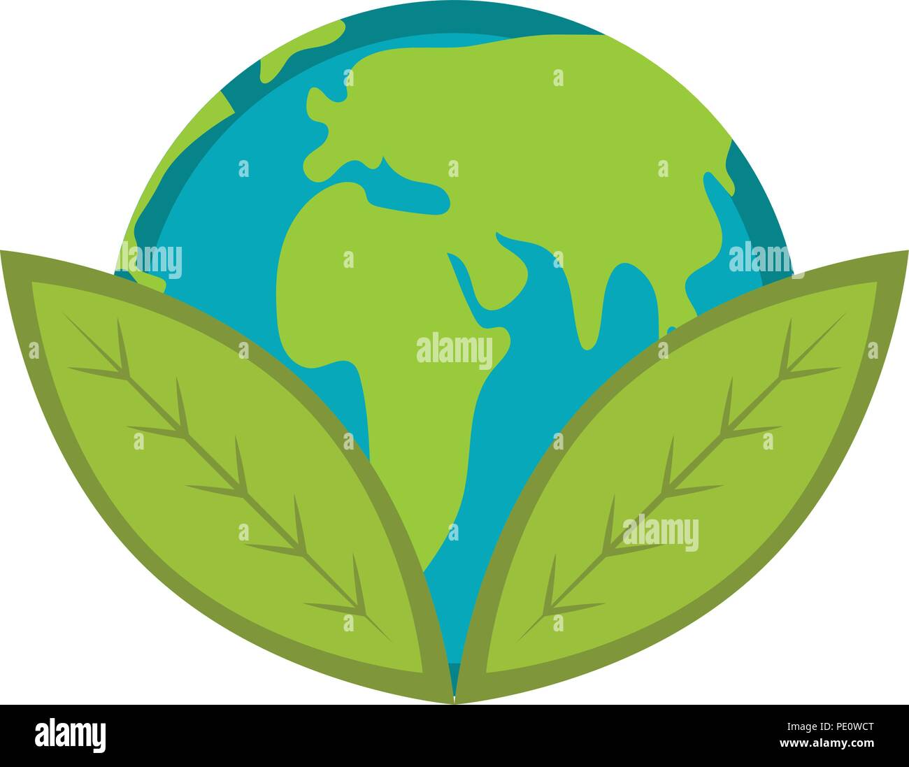 Earth planet with two leaves icon Stock Vector Image & Art - Alamy