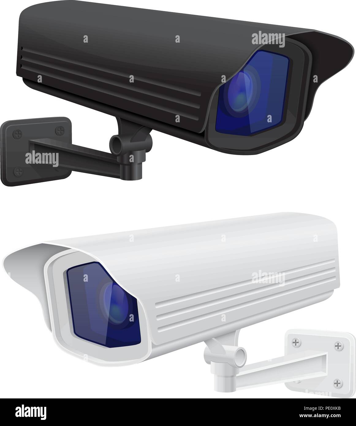 CCTV security surveillance camera. Black and white Stock Vector Image