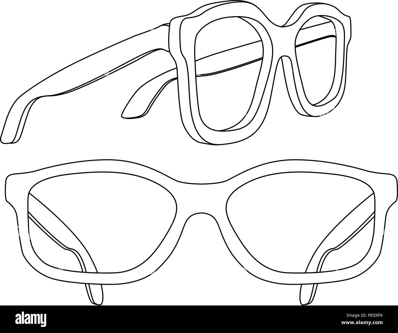 Glasses. White flat outline drawing Stock Vector Image & Art - Alamy