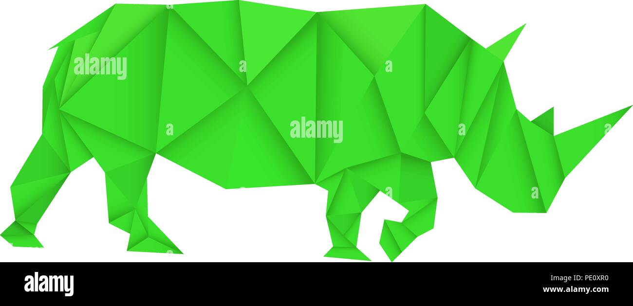 Green rhinoceros. Polygonal vector illustration Stock Vector