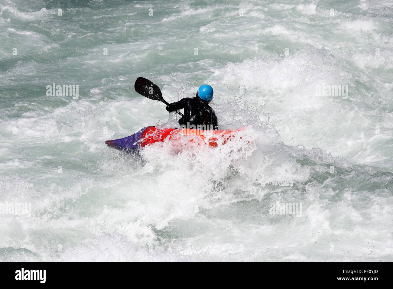 KOBOKE, TOKUSIMA, JAPAN AUGUST 6, 2018 White water kayaking on the