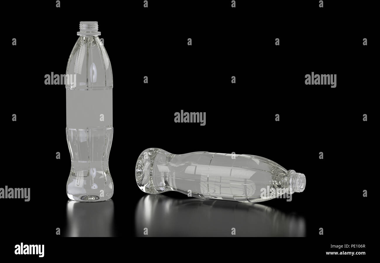 PET bottle placed on the dark background. 3D rendering. Stock Photo