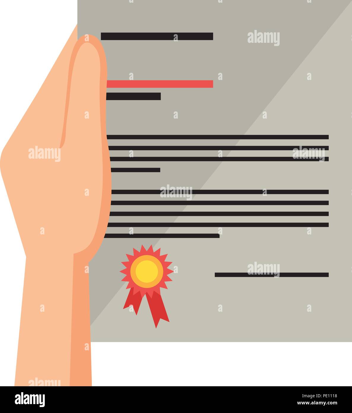hand with graduation certificate vector illustration design Stock ...