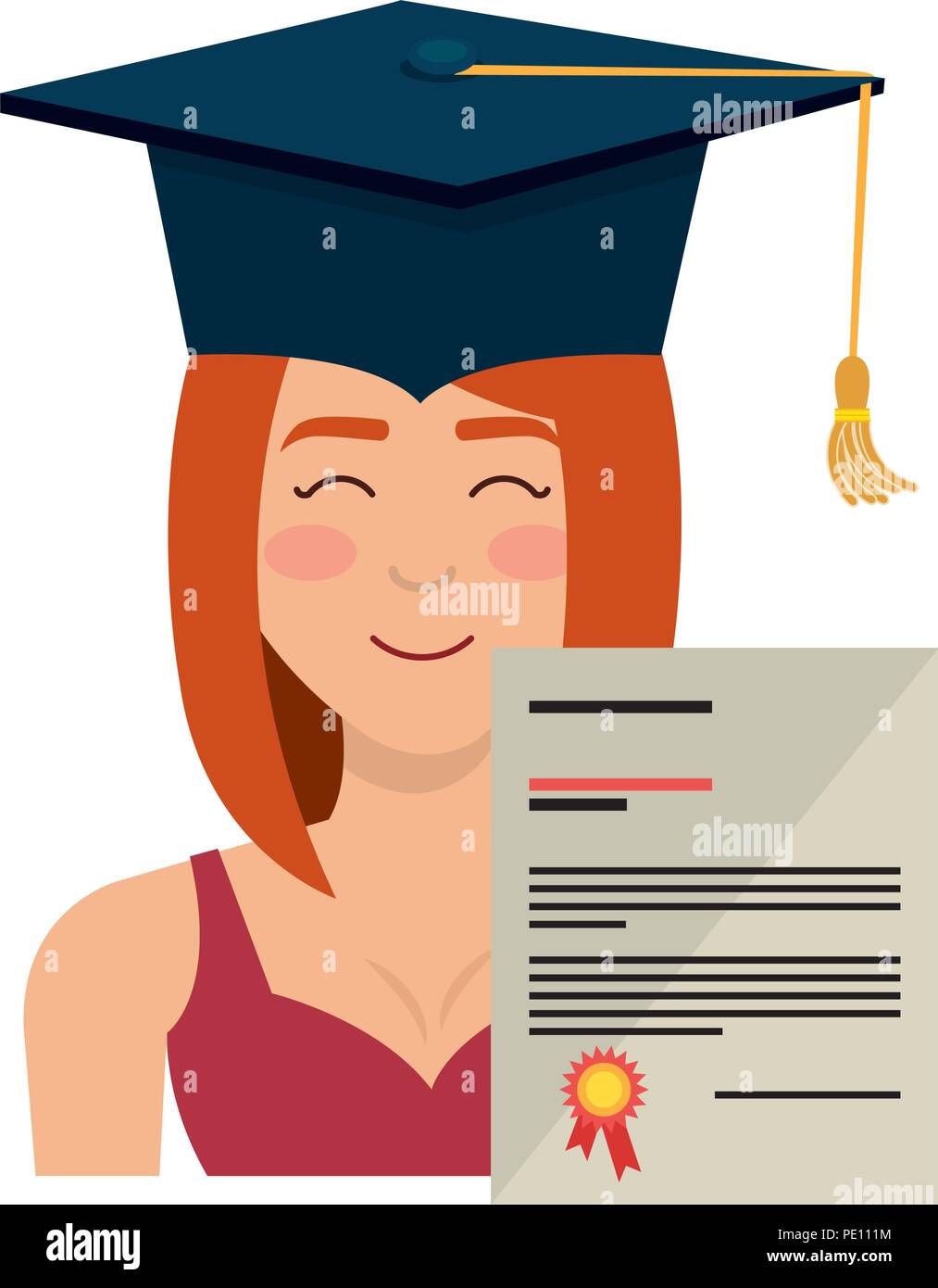 woman student graduation with diploma vector illustration design Stock ...