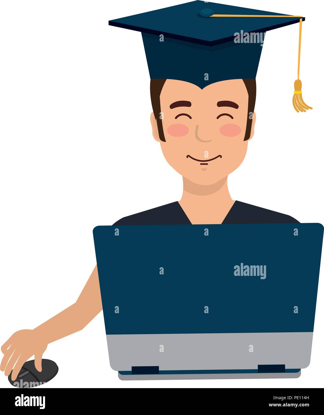 student graduation with laptop vector illustration design Stock Vector ...