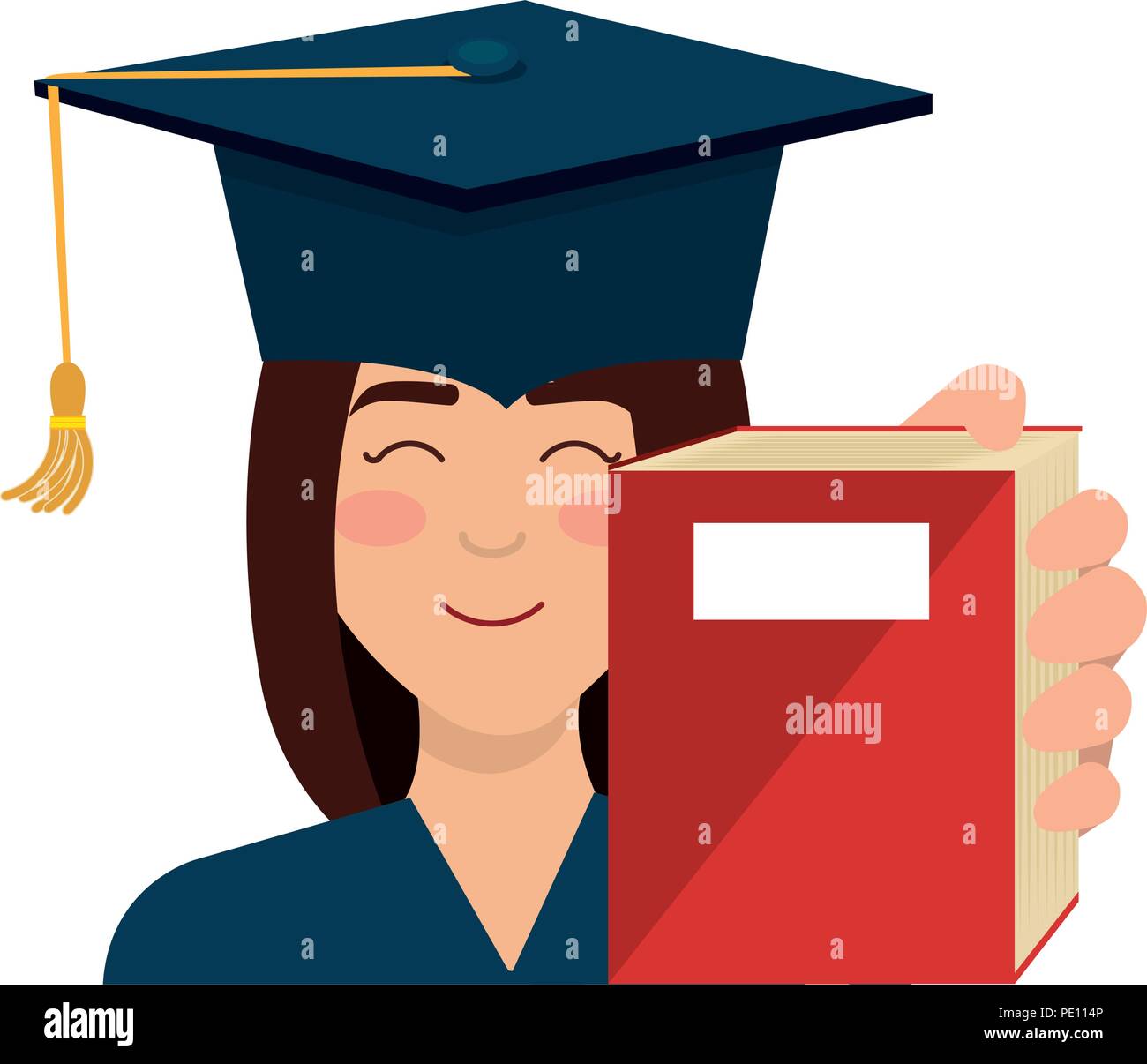 woman student graduation with books vector illustration design Stock ...