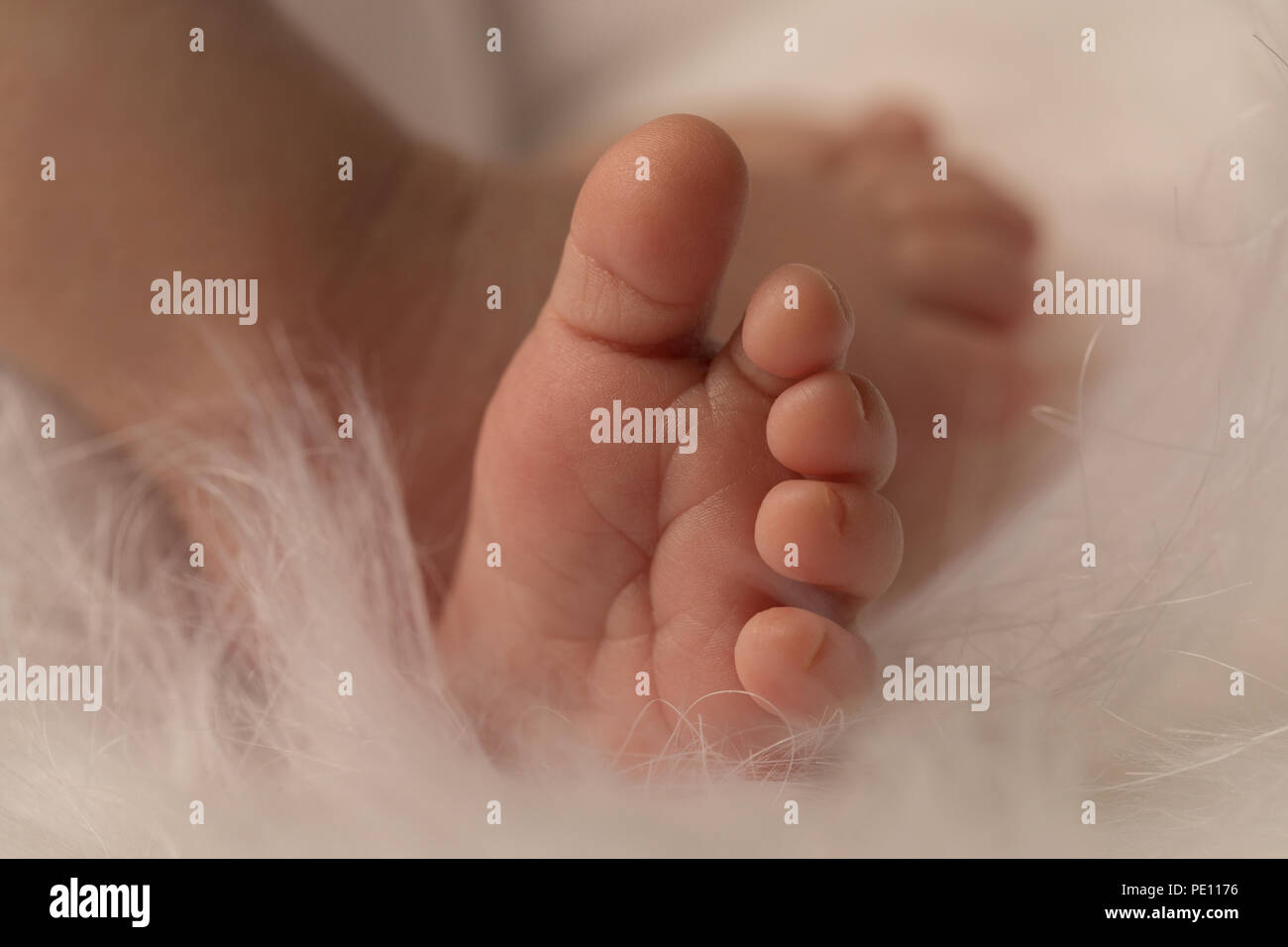 Newborn baby sleeping on baby bed Stock Photo Alamy